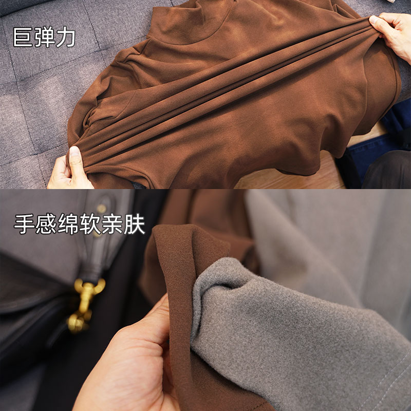 2021秋冬款 巨弹110-210斤大码磨毛打底衫胖mm半高领德绒内搭上衣 - 图2