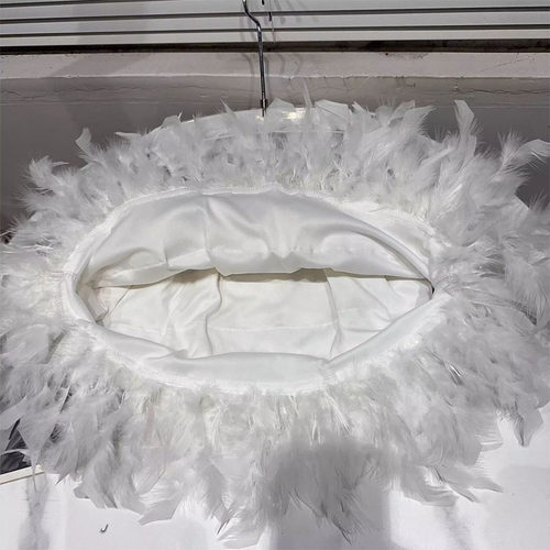 网红同款2025秋季新款性感辣妹名媛羽毛毛松紧腰短裙包臀裙半身裙 - 图2