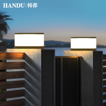 Round Post Head Lamp Outdoor Patio Wall Pillar Light Solar Column Lamp Villa Yard Grass Terrace Lamp Door Mound