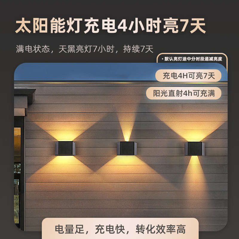 太阳能洗墙灯户外壁灯别墅庭院灯外墙灯防水阳台花园围墙装饰壁灯 - 图2