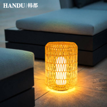 Solar Garden Light Outdoor Japan Style Woven View Lamp Villa Ambience Light Outdoor Terrace Balcony Floor Lamp