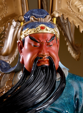 纯铜贴金关公神像摆件客厅武财神