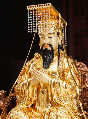 纯铜贴金玉帝王母神像装饰品摆件