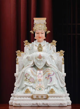 汉白玉彩绘四海龙王龙母神像摆件