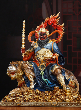 纯铜珐琅彩赵公明财神爷招财摆件