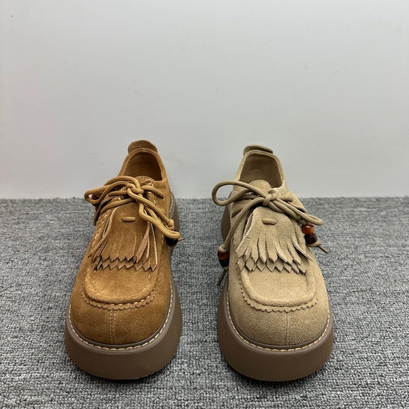 撤柜处理新款牛皮勃肯鞋女百搭流苏厚底轻便小个子增高真皮乐福鞋,淘宝优惠券,粉丝福利购,淘宝优惠卷