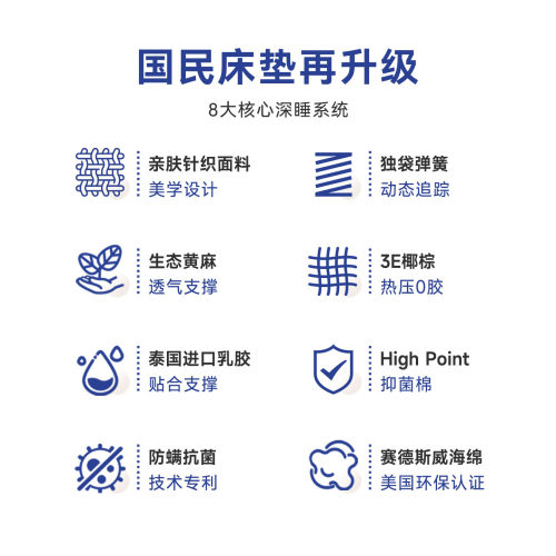 【政府补贴】爱舒上海之恋席梦思护脊腰椰棕独立弹簧偏硬卧室床垫 - 图0