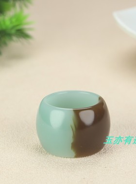 新疆和田玉且末糖扳指糖青玉文玩戒指复古宫廷大拇指指环玉石戒指