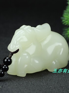 新疆和田玉生肖马手把件白玉籽料马上有钱把玩件玉原石马把件挂件
