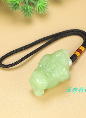 和田玉晴水金蟾手把件青白玉细腻青黄口三足金蝉把件玉原石手玩件