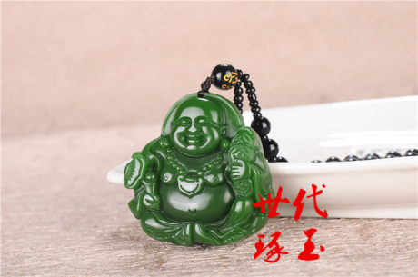Hetian Jade Buddha Hanger Bearing Jade Laughing Buddha Brand Maitreya Necklace Men And Women Jasper 意
