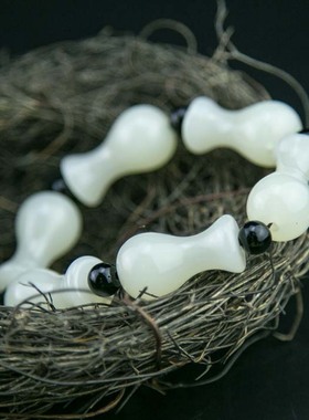 和田羊脂级白玉手链阿富汗玉花瓶