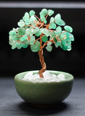 聚宝盆黄水晶树摆件饰品