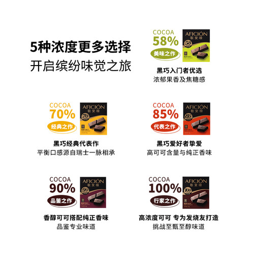 歌斐颂醇黑巧克力品鉴系列多浓度纯可可脂解馋健身零食考试礼物 - 图1
