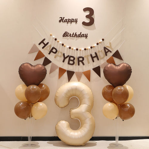 周岁生日场景布置装饰品男孩女孩儿童数字气球生日快乐派对背景墙 - 图0