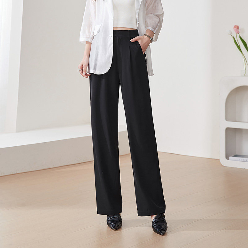 逸阳黑色阔腿西装裤女25秋新款高腰垂感显瘦休闲通勤直筒显瘦裤子,淘宝优惠券,粉丝福利购,淘宝优惠卷