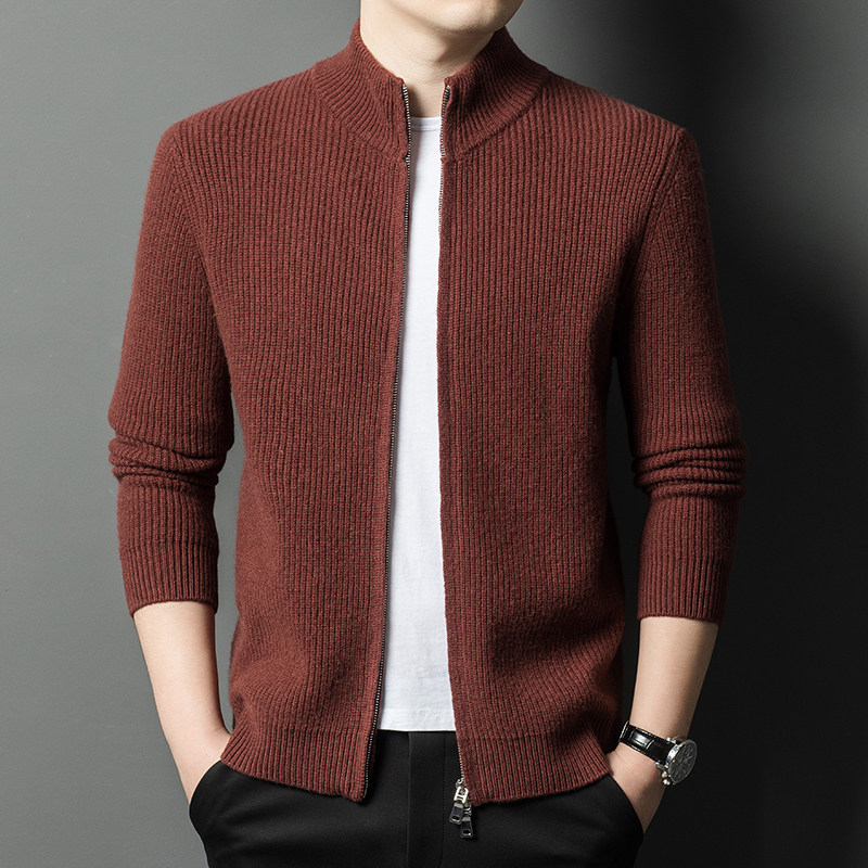 恒源祥高端外穿羊毛衫男款秋冬季针织衫拉链开衫外套衣服男士毛衣