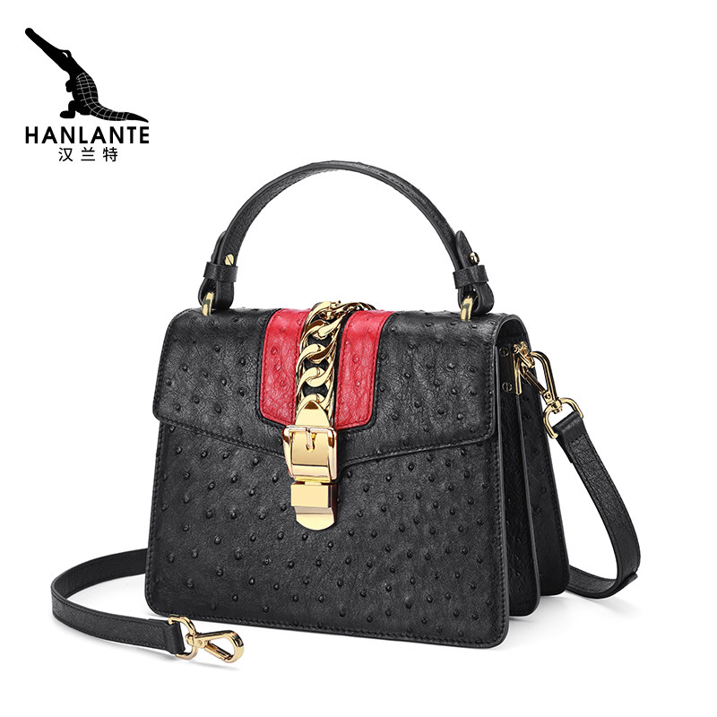 汉兰特女手提真皮正品鸵鸟皮包包 汉兰特女士包袋