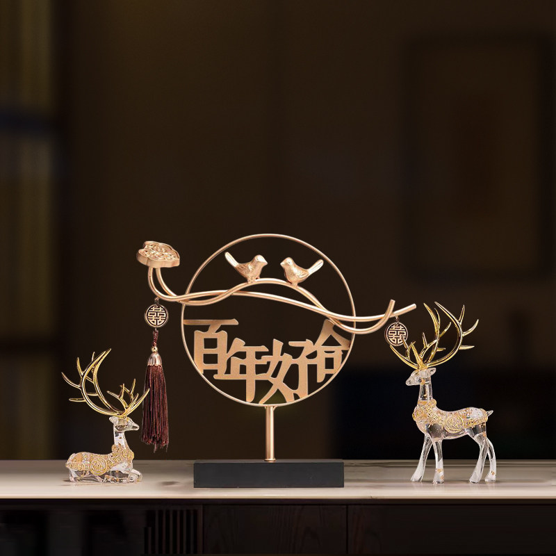 新中式摆件结婚送新人礼物送闺蜜新娘百年好合新婚礼品高档实用