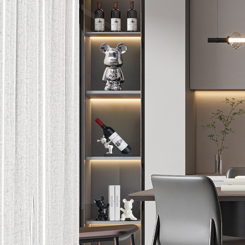 轻奢陶瓷电镀暴力熊摆件客厅酒柜组合创意书档红酒架酒托装饰套装,淘宝优惠券,粉丝福利购,淘宝优惠卷