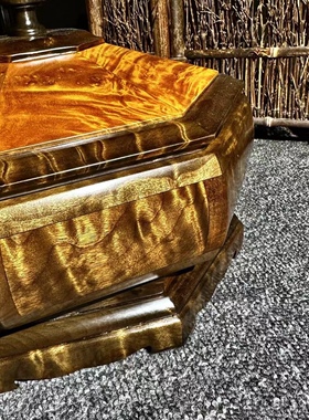 金丝楠木果盘收纳盘黄金樟实木干果盘旋转零食盘时尚高档创意