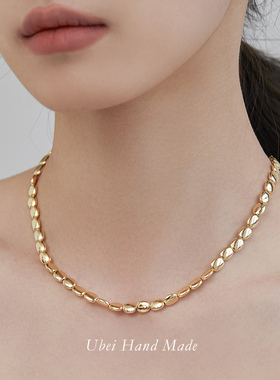 有北手作 个性简约金属感米珠项链小众设计高级感气质锁骨链