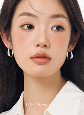 小众设计经典金属C型圈圈耳环