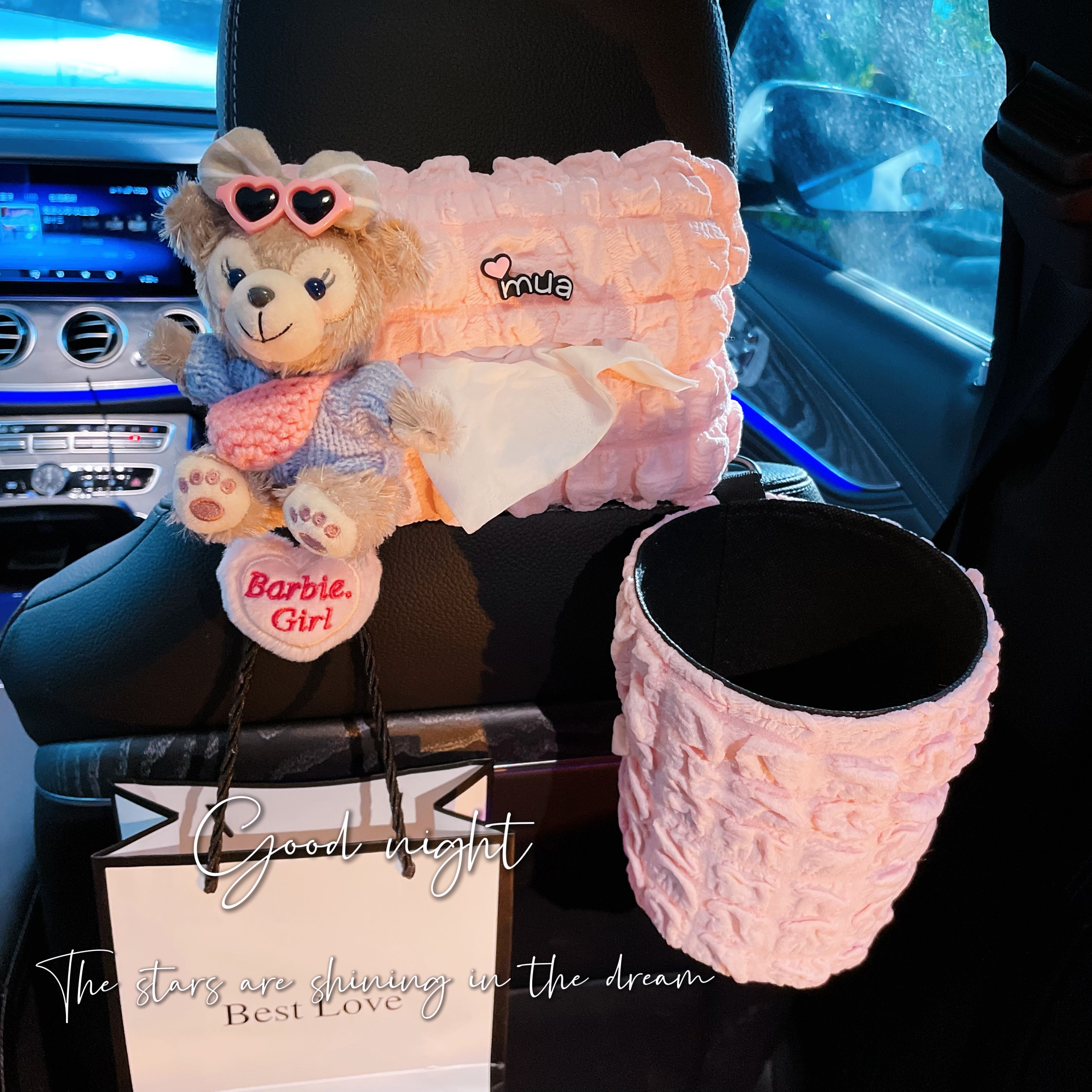 车载纸巾盒挂式可爱汽车内副驾驶纸抽盒高颜值女神车用品装饰玩偶 - 图2