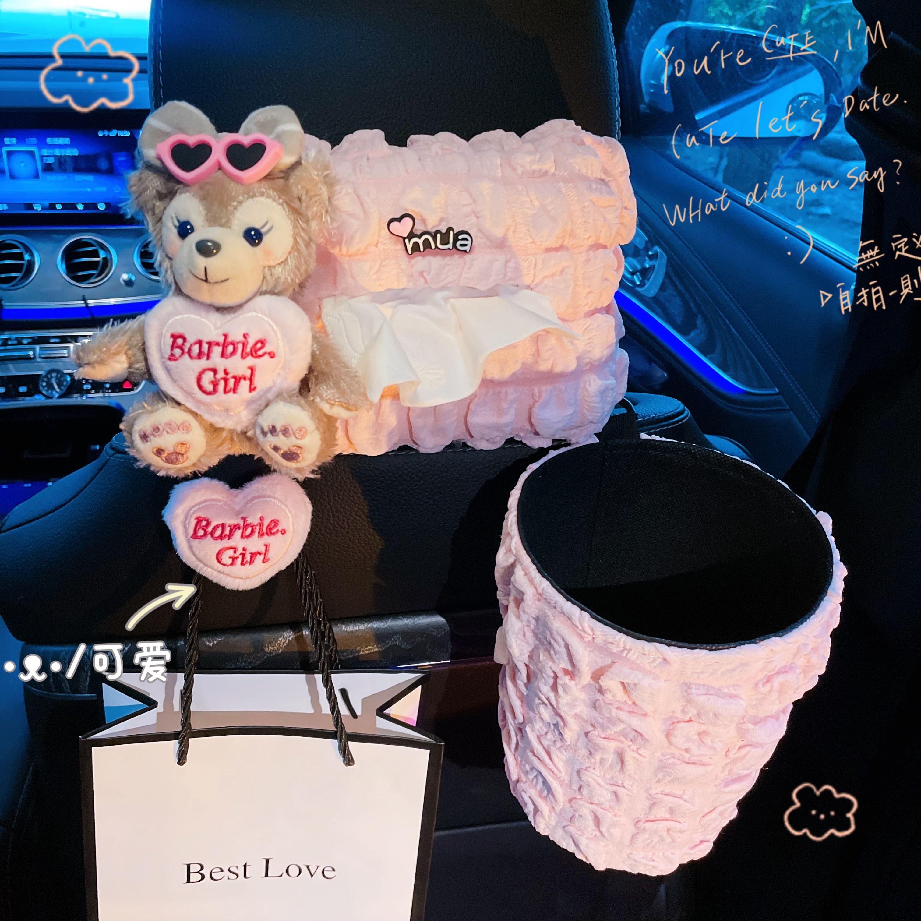 车载纸巾盒挂式可爱汽车内副驾驶纸抽盒高颜值女神车用品装饰玩偶 - 图1