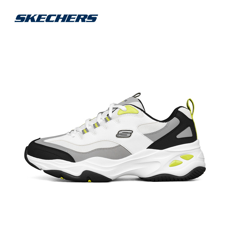 skechers春季男子复古黑白灰熊猫鞋 skechers运动老爹鞋