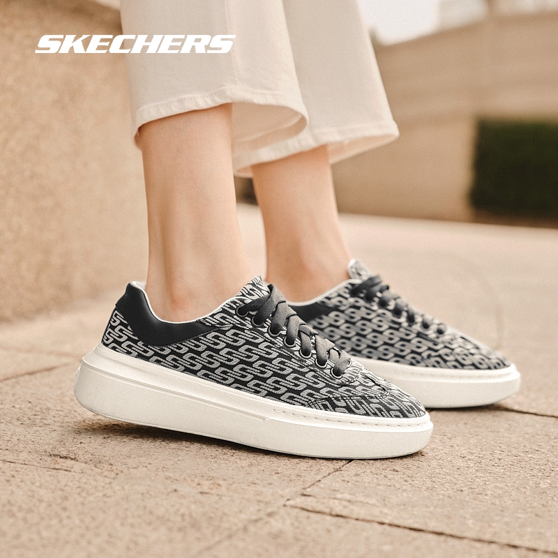 Skechers斯凯奇新款女鞋时尚满印花厚底内增高百搭休闲运动板鞋