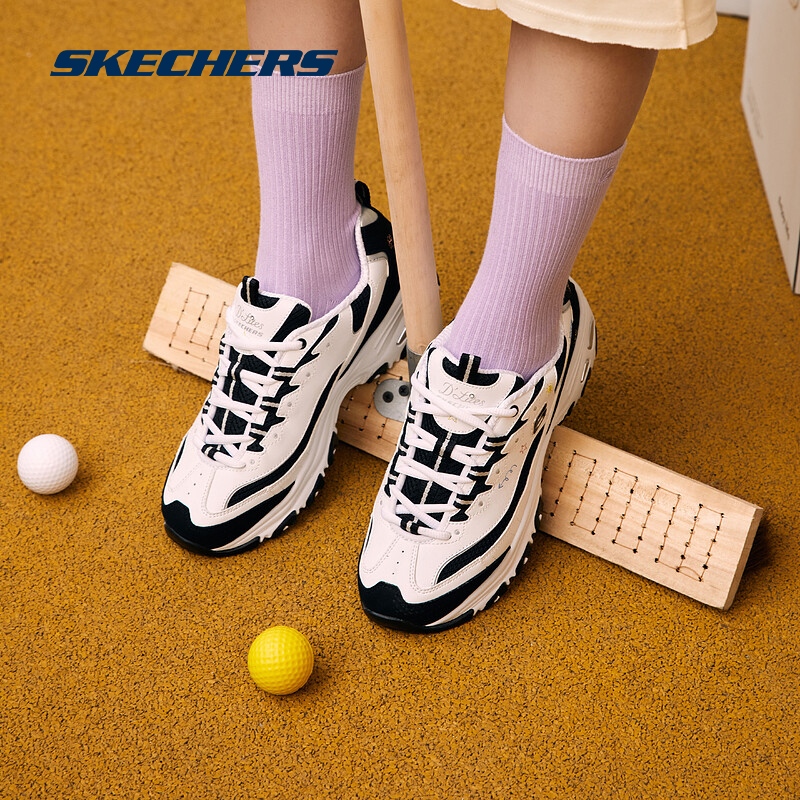 Skechers斯凯奇女子花心熊刺绣熊猫鞋经典复古老爹鞋休闲运动鞋