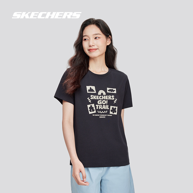 Skechers斯凯奇短袖女2024新款春夏索罗娜薄荷曼波体恤T恤户外衣 - 图3