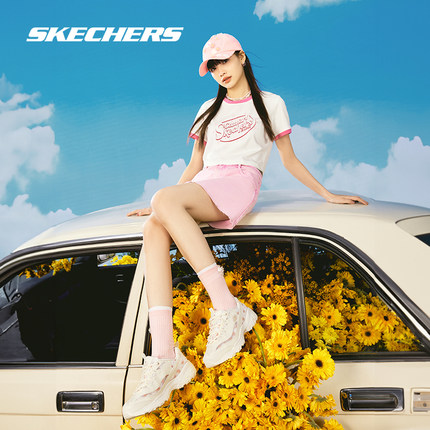 斯凯奇花海熊新款增高老爹鞋官方正品跑步鞋子休闲透气运动鞋女