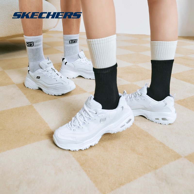 Skechers斯凯奇夏季小白鞋女新款情侣鞋老爹鞋透气增高运动鞋男鞋 - 图2