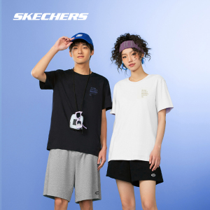 Skechers斯凯奇白色短袖短裤男女同款