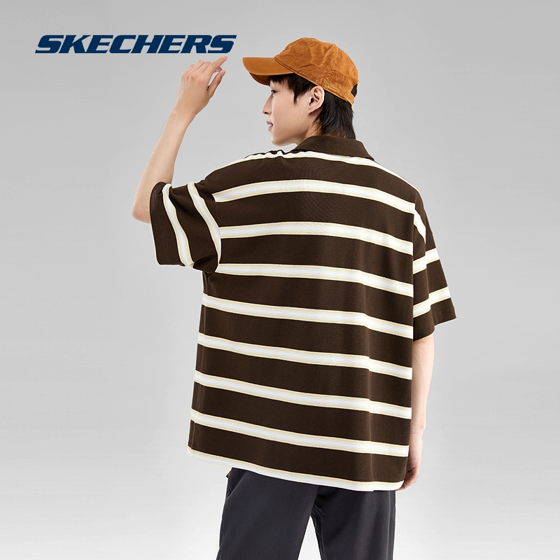 Skechers斯凯奇男子POLO衫针织运动短袖透气落肩T恤简约休闲百搭 - 图1