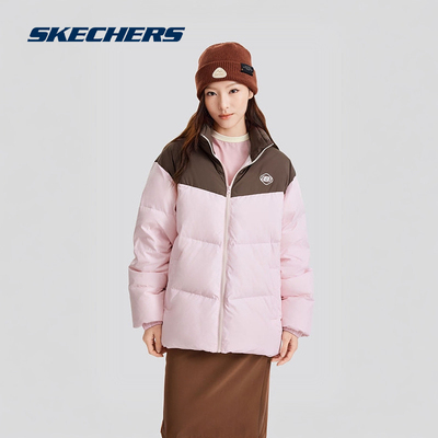 斯凯奇男女同款撞色立领羽绒服