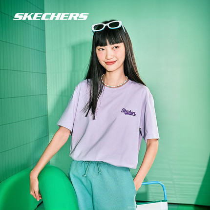 斯凯奇短袖男女款情侣宽松体恤圆领运动T恤凉感上衣时尚百搭