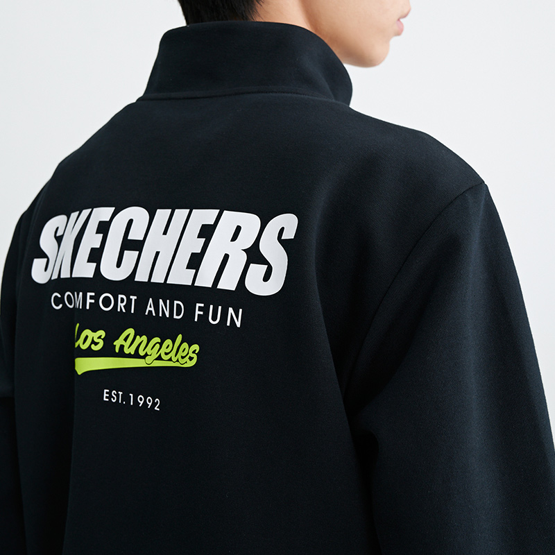 skechers秋季新品男子针织休闲服 skechers运动运动茄克/外套