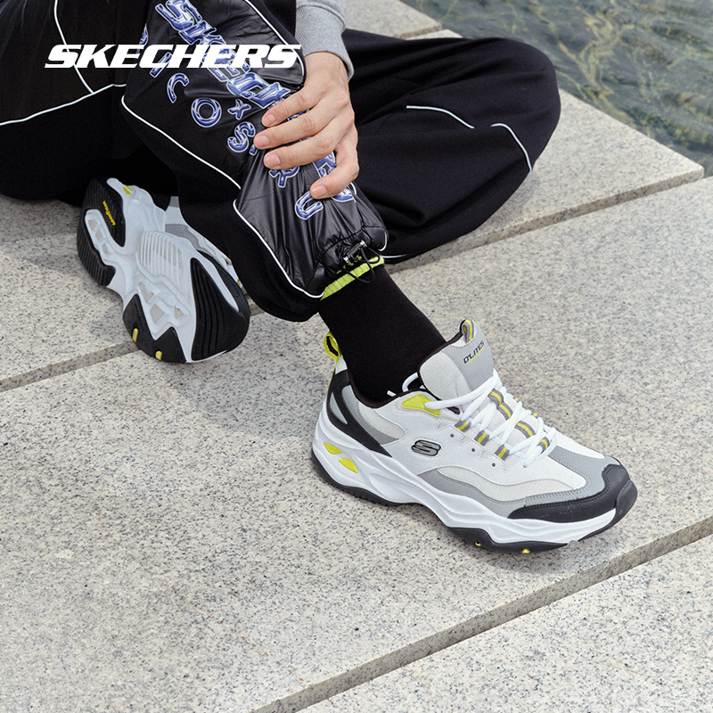 skechers春季男子复古黑白灰熊猫鞋 skechers运动老爹鞋