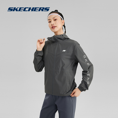 Skechers斯凯奇防水冲锋衣秋季轻盈户外露营防风休闲运动上衣外套