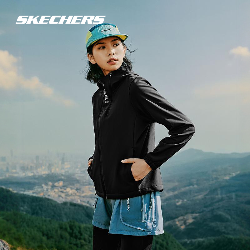 Skechers斯凯奇外套女子防风防泼水连帽情侣衣服男士保暖户外上衣