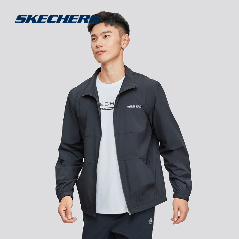 Skechers斯凯奇外套男2024年夏季新款凉感防晒户外黑色运动上衣