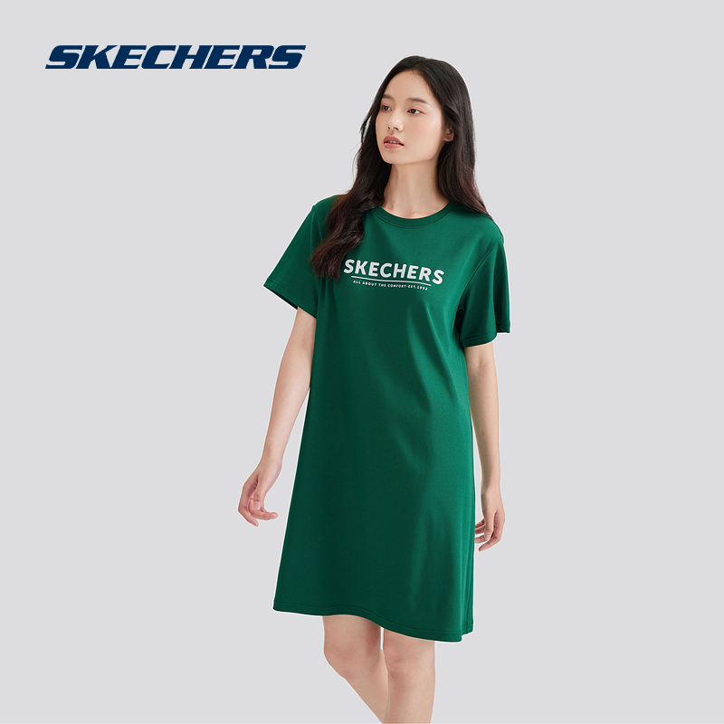 Skechers斯凯奇2024新款女运动连衣裙短袖凉感舒适H版型时尚百搭 - 图2