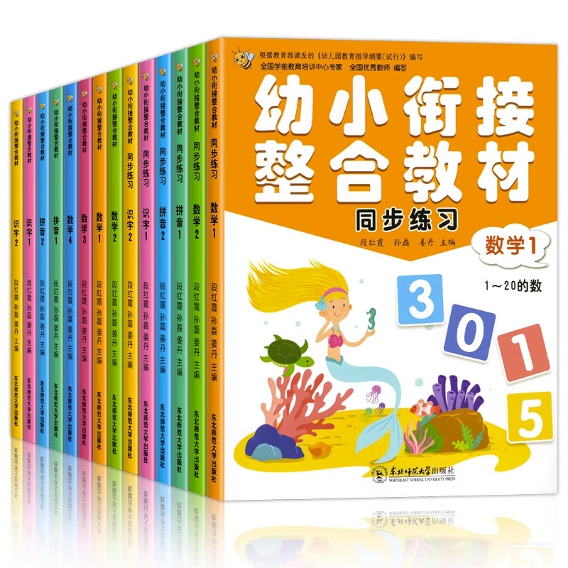 幼小衔接教材全套14册 十10以内加减法天天练习册每日一日一练数学拼音识字凑十法借十法学前班幼儿园大班幼升小升一年级入学准备