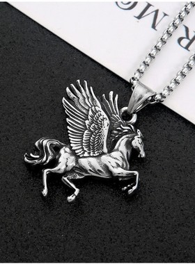 吊坠项链独角兽项链钛钢