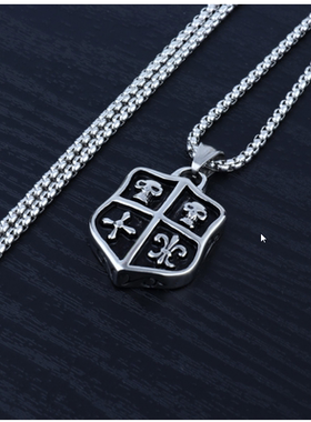 朋克风骷髅盾牌合金欧美饰品吊坠