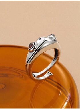 复古小青蛙开口可调节情侣戒指