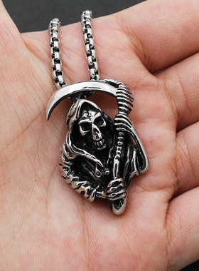 骷髅钛钢朋克风吊坠项链